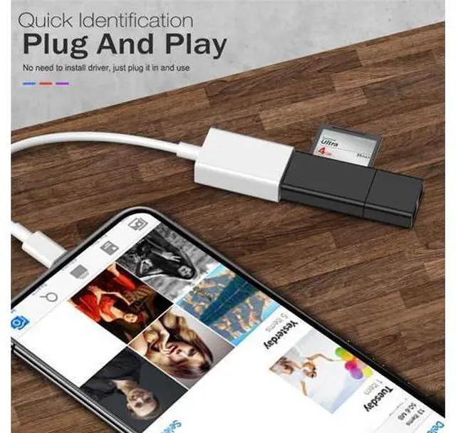 Alt view image 2 of 5 - for Apple to USB 3.0 Camera Reader Adapter for lightning iOS 13 Connector Kit Cable For IPhone 5 6 7 8 X 11 iPad 3 4