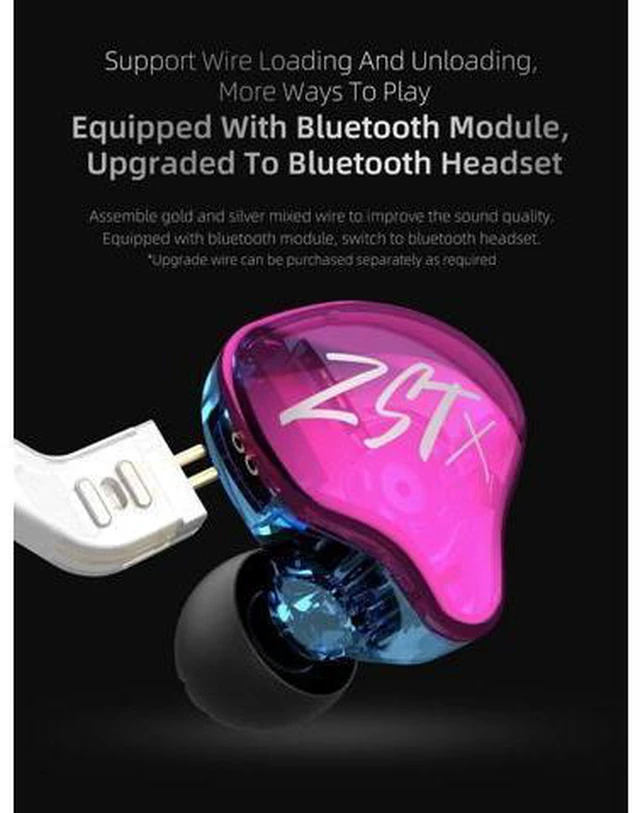Alt view image 7 of 7 - KZ ZST X in-Ear Monitors, Upgraded Dynamic Hybrid Dual Driver ZSTX Earphones, HiFi Stereo IEM Wired Earbuds/Headphones with Detachable Cable for Musician Audiophile (with Mic)