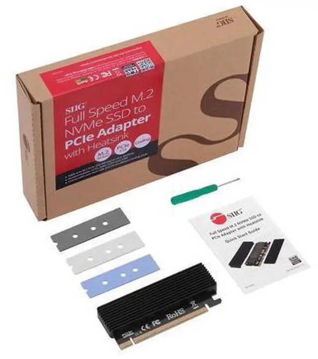 Alt view image 5 of 5 - SIIG Full Speed M.2 M Key Nvme SSD to PCIe Adapter, PCI Express X16 Card with Heatsink, Supports Windows 7/8/ 10, Supports 2230, 2242, 2260, 2280 Form Factor M.2 SSDS