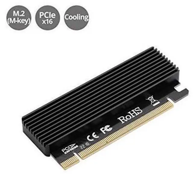 Main image of SIIG Full Speed M.2 M Key Nvme SSD to PCIe Adapter, PCI Express X16 Card with Heatsink, Supports Windows 7/8/ 10, Supports 2230, 2242, 2260, 2280 Form Factor M.2 SSDS