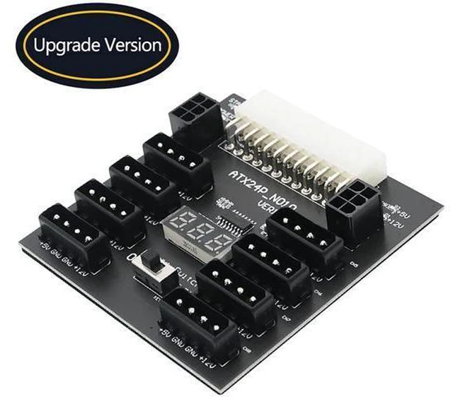 Alt view image 7 of 7 - Kingjinglo Mining Power Supply 800W ATX 24Pin Power Supply Breakout Board to 8Port 4Pin for Chia Mining 2Port 6Pin Power Video Card Server Adapter