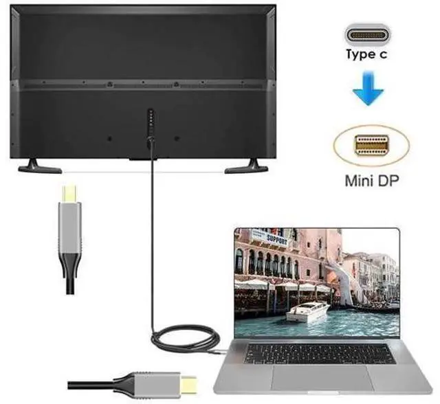Alt view image 6 of 7 - USB 3.1 Type C USB-C to Mini DisplayPort DP Male 4K Monitor Cable for MacBook & Laptop 1.8m