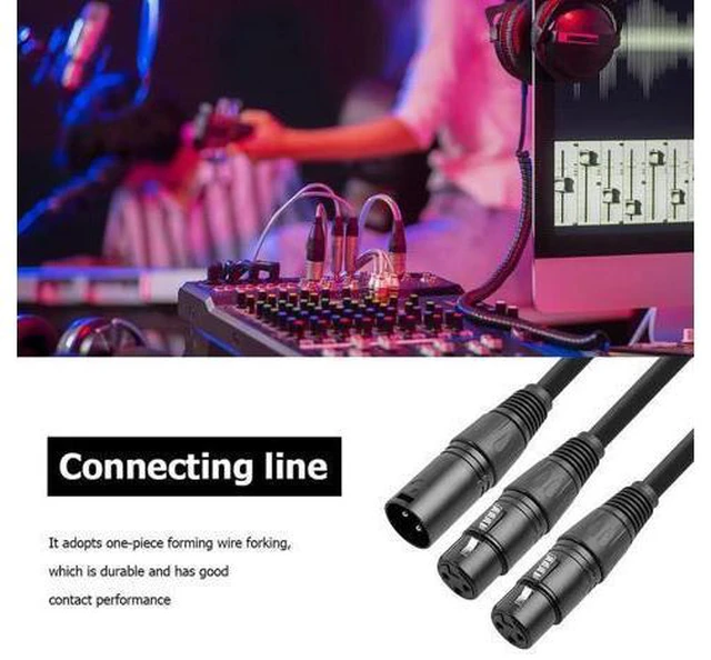 Alt view image 3 of 3 - 50cm 3Pin XLR Male To Dual XLR Female Y-Splitter Cable 3Pin XLR Splitter Male To 2 Female Cable XLR Y Splitter Cable