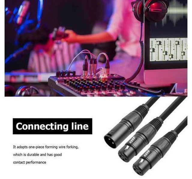 Alt view image 2 of 3 - 50cm 3Pin XLR Male To Dual XLR Female Y-Splitter Cable 3Pin XLR Splitter Male To 2 Female Cable XLR Y Splitter Cable
