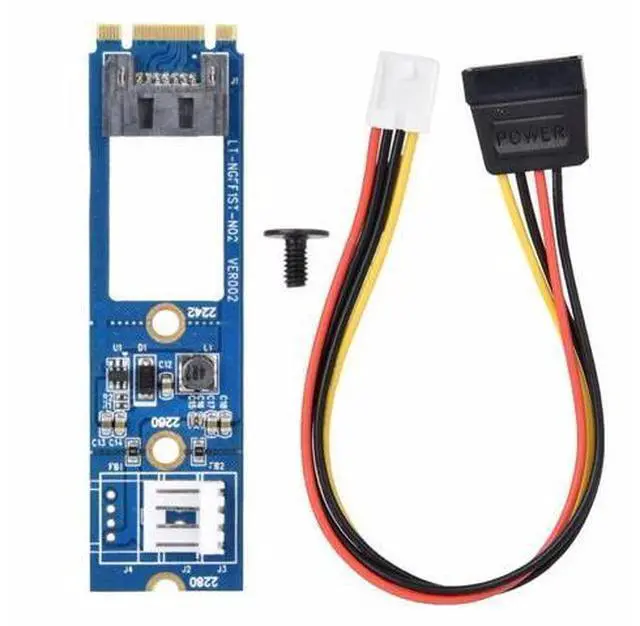 Alt view image 7 of 7 - M.2 TO SATA M.2 NGFF SATA to 7Pin SATA Horizontal Converter Adapter Card Expansion Card+4Pin Power Cable for WinXP Win7 Win8