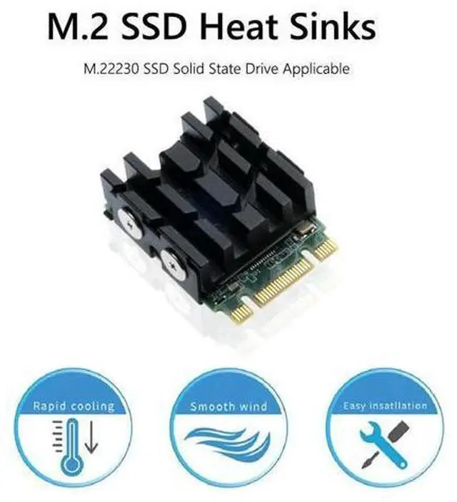Alt view image 2 of 4 - SSD Heat Sink M.2 NVME 2230 SSD Heatsink with Thermal Pads Aluminum SSD Cooler Radiator Hard Drive Heat Sink 2230 SSD Heatsink