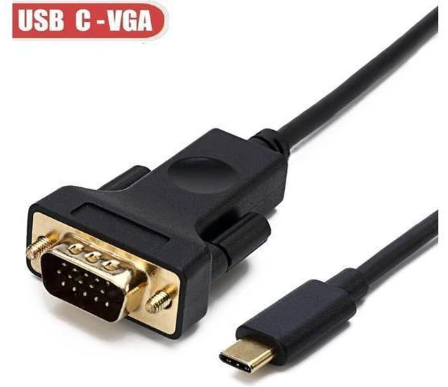 Alt view image 3 of 7 - USB-C To VGA, Thunderbolt 3 Type C to VGA Male Converter Adapter Cable 1.8M