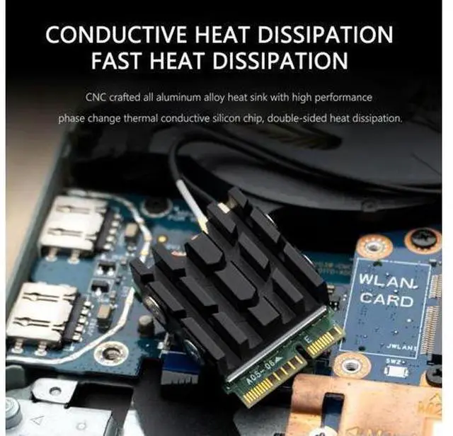 Alt view image 3 of 4 - SSD Heat Sink M.2 NVME 2230 SSD Heatsink with Thermal Pads Aluminum SSD Cooler Radiator Hard Drive Heat Sink 2230 SSD Heatsink