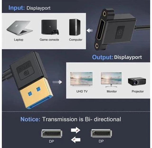 Alt view image 5 of 7 - Right Angled DisplayPort 1.4 Ultrafine DP Male to Female Extension Cable 8K 60hz 4K 144hz for Graphics Card Desktop Laptop Monitor 30cm