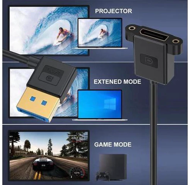 Alt view image 7 of 7 - Right Angled DisplayPort 1.4 Ultrafine DP Male to Female Extension Cable 8K 60hz 4K 144hz for Graphics Card Desktop Laptop Monitor 30cm