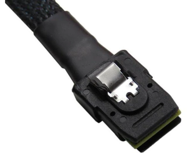 Alt view image 5 of 7 - H0202 1M Mini SAS 36P SFF-8087 to 4 SATA 7Pin 90 Degrees Target Hard Disk Data Cable, Blue