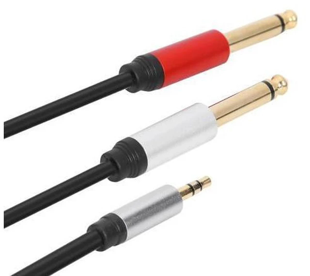 Alt view image 2 of 4 - 1.8m 3.5mm To Double 6.35mm TRS Cable Aluminum Housing 3.5mm TRS To 6.35mm TS Adapter Audio Stereo Cable for Home Stereo System