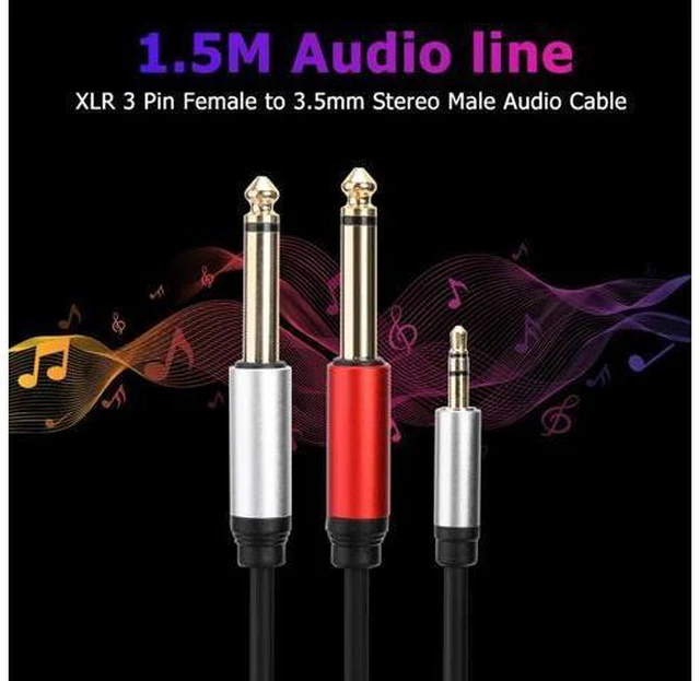 Alt view image 3 of 4 - 1.8m 3.5mm To Double 6.35mm TRS Cable Aluminum Housing 3.5mm TRS To 6.35mm TS Adapter Audio Stereo Cable for Home Stereo System