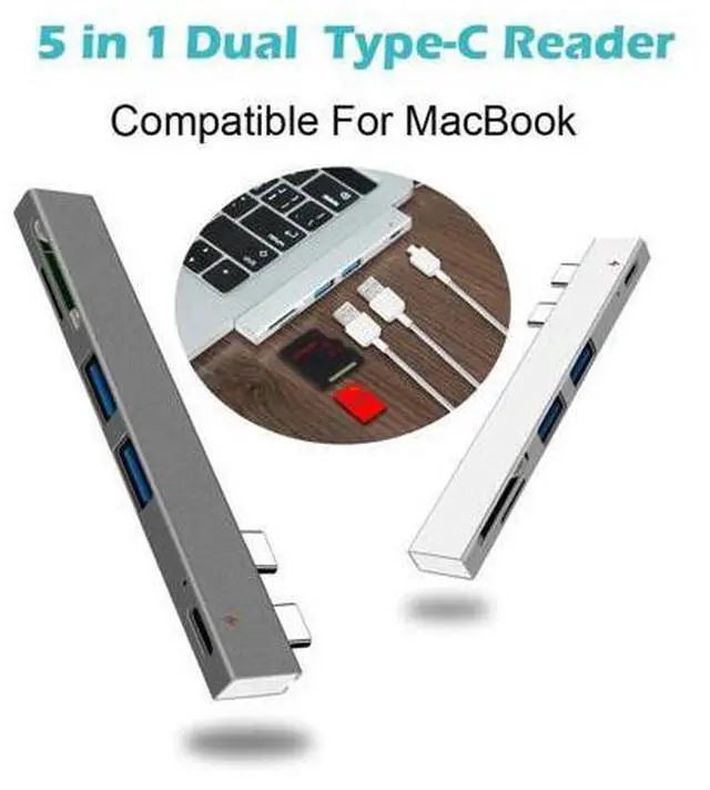 Main image of Peripherals Usb C Hub Dual Type C Adapter Dock With Usb Pd Charger Sd/tf Slot For Pc #20
