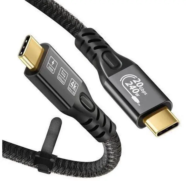Main image of USB C 3.2 Gen-2 240W Straight Extension Cable 2m 6.6ft Data Transfer 20Gbps 48V/5A Charging Cable Type-C 4K Video Output Compatible with Thunderbolt 3 USB-C Computers