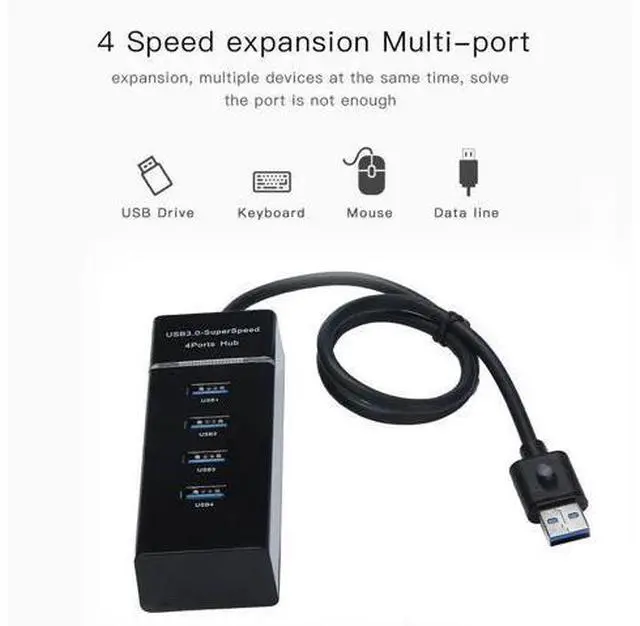 Alt view image 3 of 5 - USB Hub High Speed Black USB 3.0 HUB Splitter Expansion For Desktop PC Laptop Adapt With Super Speed Transfer Rate 0.5M