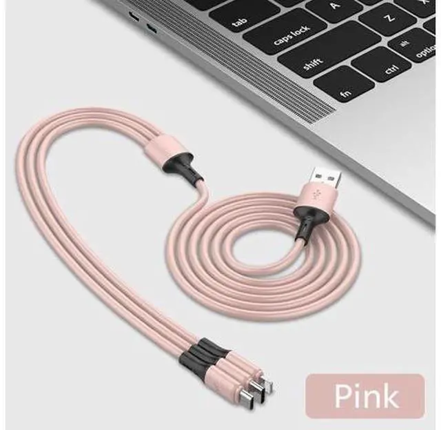 Alt view image 4 of 5 - SiliconeThree-in-One Cable Fast Charging Cable For Android Type-c Cable Triple For Apple Line