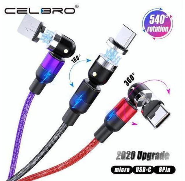 Main image of 540°Rotating Magnetic Cable Micro USB Type C Charging Cable for S20 S10 Note 10 Plus Mi 10 Pro Magnet Cable 1M/2M