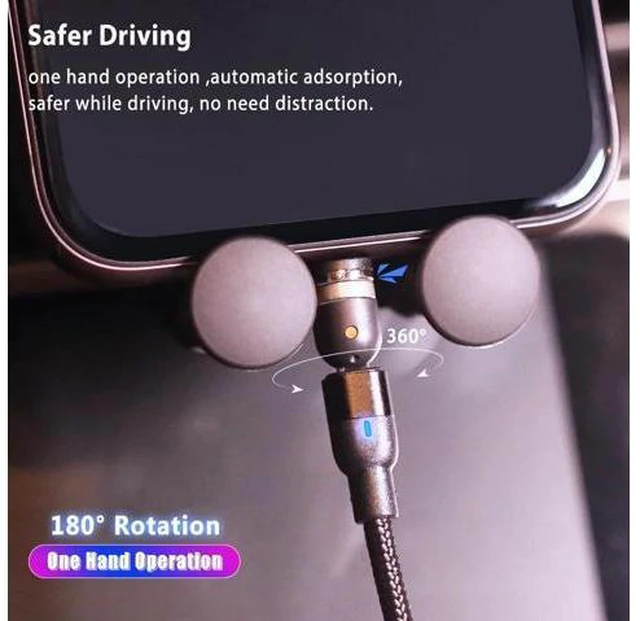 Alt view image 5 of 5 - 540°Rotating Magnetic Cable Micro USB Type C Charging Cable for S20 S10 Note 10 Plus Mi 10 Pro Magnet Cable 1M/2M