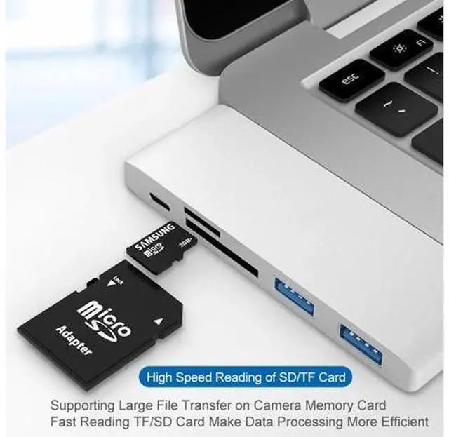 Alt view image 4 of 5 - USB 3.0 USB Type C With TF SD Reader Slot For MacBook Air 2020 Mac Book Pro IPAD Pro 2018 USB C Dock