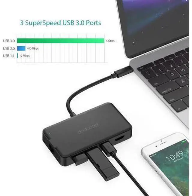 Alt view image 4 of 5 - 8-in-1 USB HUB Multifunction Type C USB C Hub with Type-C 4K Video Gigat Ethernet Adapter For Macbook Pro