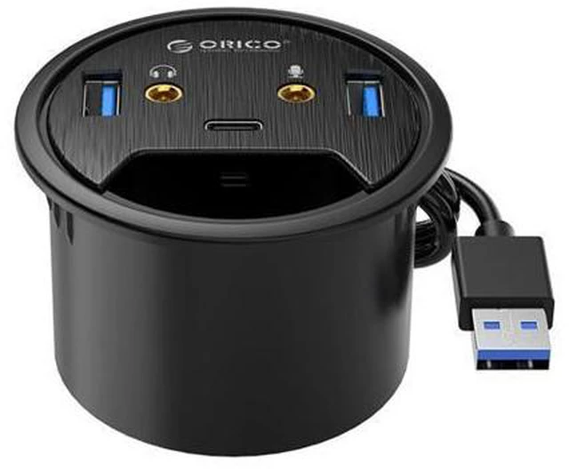 Main image of Desktop Grommet USB 3.0 HUB Type-C Audio Desk Mount Adapter Splitter Computer peripherals