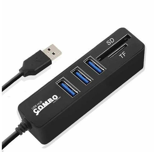 Main image of hub 3.0 with power adapter 2.0 SD/TF Card Reader Hub Adapter Splitter Combo for Computer Laptop 3 Ports Expander adapter