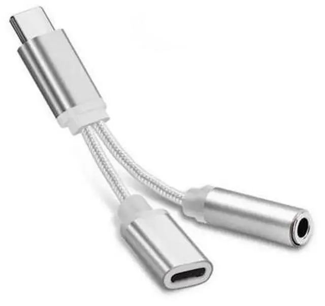 Alt view image 5 of 5 - 1pcs 2 In1 Braided USB TypeC To 3.5mm Charging USB C Headphone Aux Audio Cable Adapter Splitter Headphone Jack For Mole Phone
