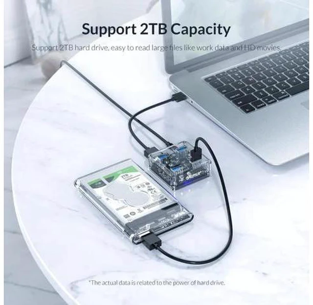 Alt view image 4 of 5 - Transparent USB 3.0 HUB 4 Ports High Speed USB Splitter with Power Charging Interface for Windows Mac Linux Laptop PC