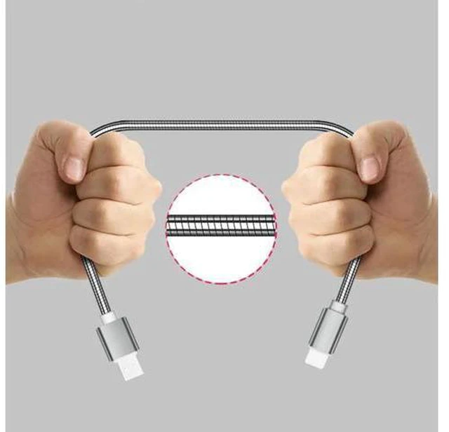 Alt view image 4 of 5 - Duty Metal Braided USB Charger Cable for IPhone X Xr 7 6 Type C for Note 9 S10 S9 S8 Cable for Micro 2A FAST