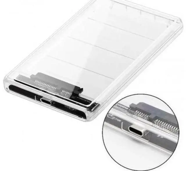Alt view image 5 of 5 - USB-C Type-C to 2.5 Inch SATA SSD HDD External Enclosure Transparent for Laptop & PC