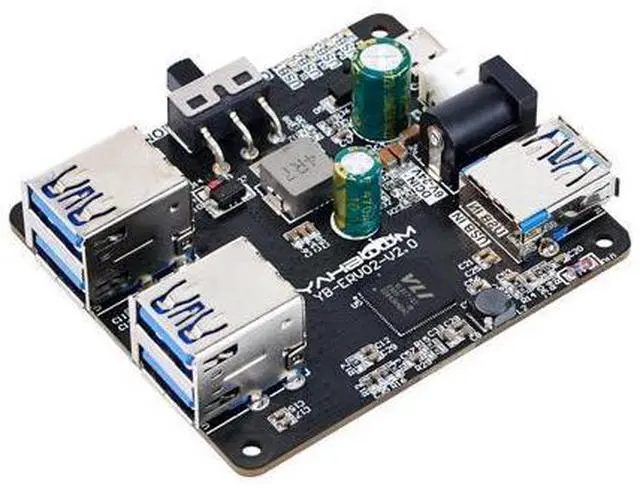 Main image of 4 Port USB 3.0 Hub for Raspberry Pi Jetson Nano ROS Robot, Compatible with USB 3.0/2.0/1.1 Driver-Free Plug&Play, Onboard External USB-A,5V (micro-USB),9~24V Power Port, for High-power Device