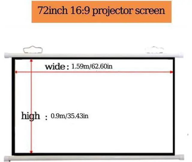 Alt view image 7 of 7 - Manual Pull Down Projector Screen 40" 50" 60" HD Projection Screen Wall Hanging Movie Screen for Home Theater Office Game(72inch(16:9))