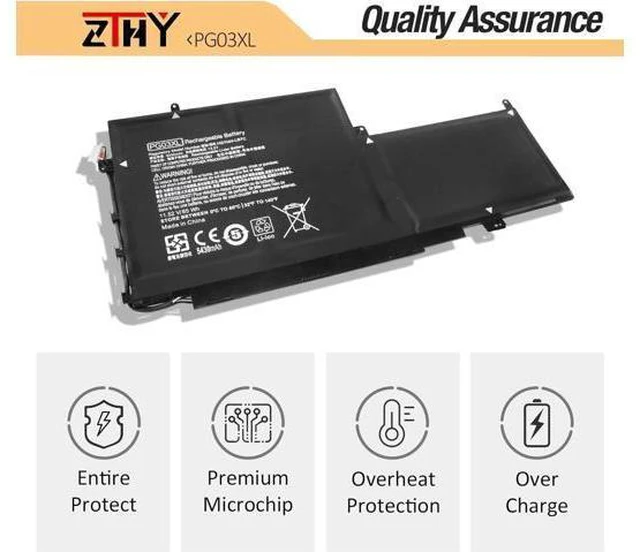 Alt view image 6 of 7 - ZTHY 65Wh PG03XL Laptop Battery for HP Spectre X360 15-AP0000 15T-AP000 Series 15-AP011DX 15-AP001NF 15-AP002NG 831758-005 831532-421 831532-422 L48430-2C1 PG03064XL 11.55V 3Cell