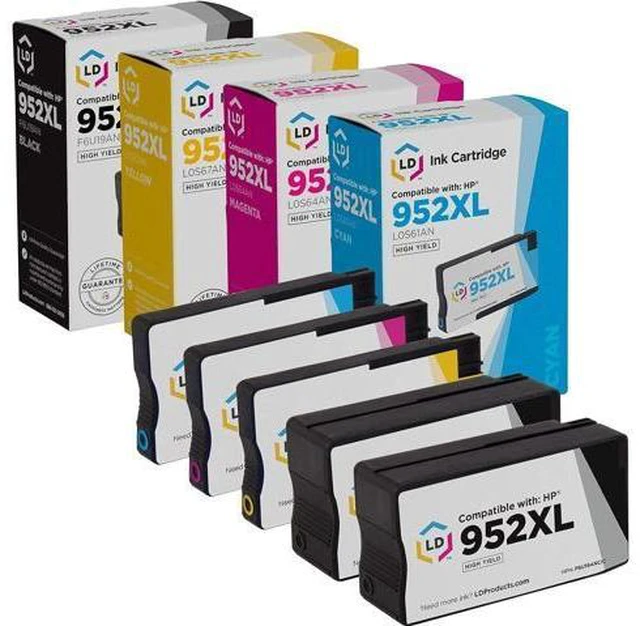 Main image of LD Products Compatible Replacements 952xl Ink Cartridges Combo Pack 952 XL High Yield (2 Black, 1 Cyan, 1 Magenta, 1 Yellow, 5-Pack) for OfficeJet Pro 7720 7740 8210 8710 8715 8720 8740 8747
