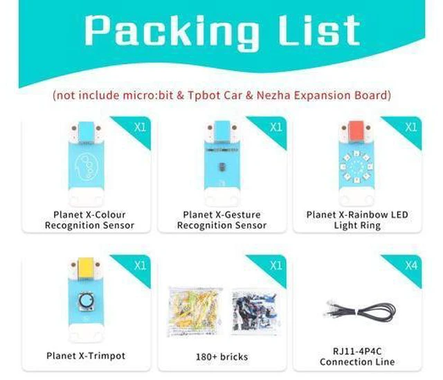 Alt view image 2 of 3 - ELECFREAKS Interactive Coding Accessories Pack microbit Building Bricks for TPbot Car and Nezha Inventors Kit, STEM Educational Planet X Series Sensors Kit (Without Micro:bit & TPbot & Nezha)