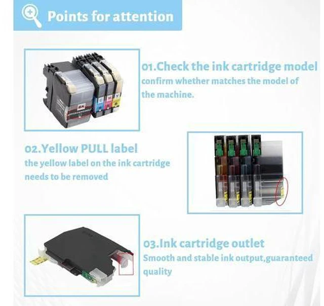 Alt view image 4 of 7 - Ink Cartridge for Brother LC509XLBK LC505XLC LC505XLM LC505XLY Ink Cartridge Combo,High Yield Compatible for Brother J100 J105 J200 Printers Combo Pack