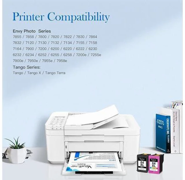 Alt view image 2 of 6 - Valuetoner Supply 64xl Remanufactured Ink Cartridge Replacement 64xl Ink Cartridge Combo Pack for Envy Photo 7858 7855 7155 6255 6252 7120 6232 7158 7164 5542 7255e 7955e 7958e Printer (2 Pack)