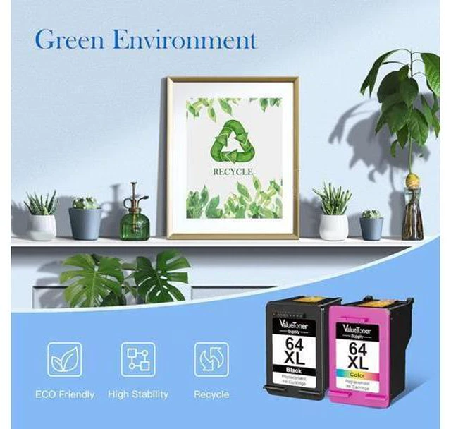Alt view image 5 of 6 - Valuetoner Supply 64xl Remanufactured Ink Cartridge Replacement 64xl Ink Cartridge Combo Pack for Envy Photo 7858 7855 7155 6255 6252 7120 6232 7158 7164 5542 7255e 7955e 7958e Printer (2 Pack)