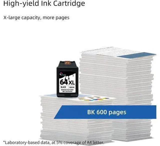 Alt view image 4 of 7 - Ubinki 64XL Black Ink Cartridge Ink 64 XL HP64 HP64XL Cartridges Envy 7855 7155 7858 7800 7955e 7255e 7900e 6200 62226252 6255 7830 7864 7120 6222 Tango x Terra Printers (2-Pack)