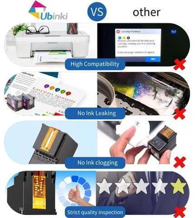 Alt view image 6 of 7 - Ubinki 62XL Ink Cartridges Black Color Combo Pack Replacement 62 hp62 XL 62XL for Envy 5540 5640 5660 7644 7645 OfficeJet 5740 8040 OfficeJet 200 250 Series Printer(1 Black, 1Tri-Color, 2-Pack)