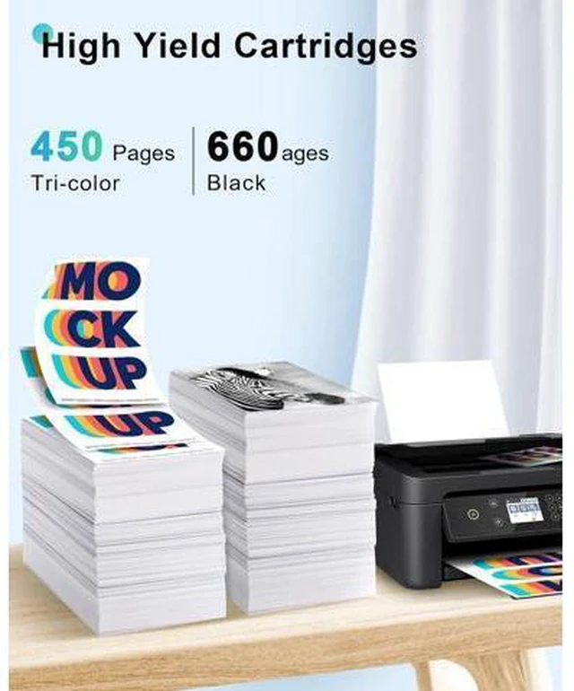 Alt view image 3 of 7 - 62XL Ink Cartridge Black and Color Combo Pack High Yield Replacement 62 Ink 62XL for Envy 7640 7645 5660 5642 5540 for OfficeJet 8040 5746 5745 5740 5740 258 250 200 Printer (1 Black,1 Color)