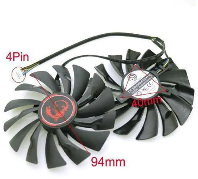 Alt view image 5 of 6 - 2pcs/lot PLD10010S12HH 12V 0.40A 4Pin 95mm For MSI R9 380X 390X GAMING GTX960 GTX950 Cooler Cooling Fan