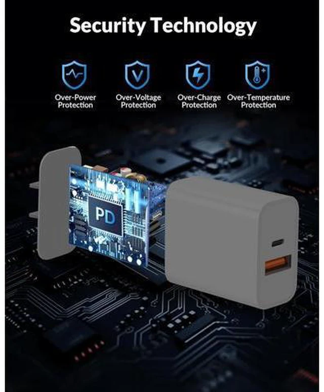 Alt view image 4 of 7 - iPhone 17 16 Pro Max Charger Fast Charging 2Pack 40W Dual Port USB C Fast Wall Charger Block with 6FT Type-C Cable Cord for iPhone 17/17 Pro/17 Pro Max/Air/16/16 Pro Max/15/15 Pro/Plus iPad AirPods