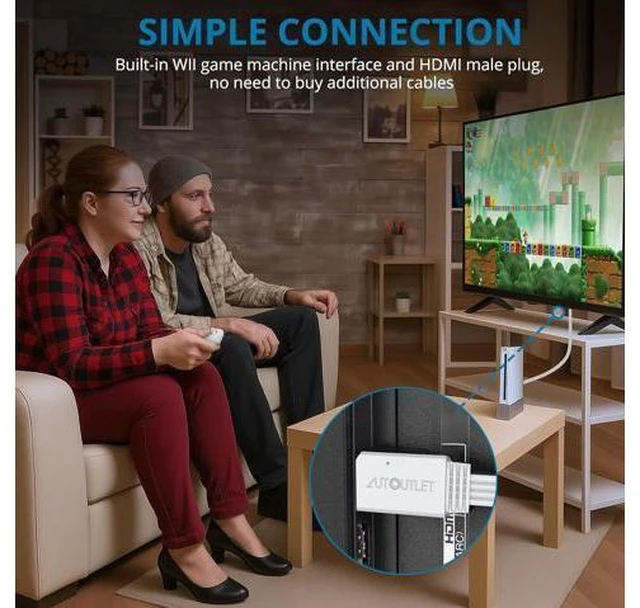 Alt view image 6 of 7 - Wii to HDMI Converter 1080P 5ft/150cm for Full HD Device Adapter with HDMI Male Cable Output Compatible with Nintendo Wii Wii U HDTV Monitor-Supports All Wii Display Modes