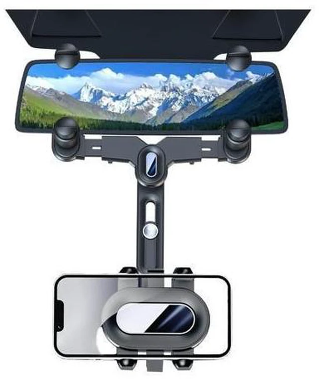 Alt view image 7 of 7 - SOEWIOU Car Rearview Mirror Navigation Phone Holder, 360 Rotatable and Retractable, for iPhone, Samsung Galaxy & All Smartphones