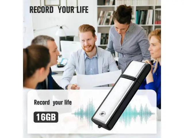 Alt view image 3 of 6 - 16G Voice Recorder, Digital Audio Recorder with 550 Hours Recording Capacity Noise Reduction USB Recording Device Rechargeable Voice Recorder for Lecture,Interview,Meeting Class