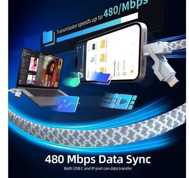 Alt view image 3 of 7 - 4 in 1 Charging Cable 5FT -MAX 66W Fast Charging Multi Charging Cable for All Devices USB A/C to C/Lightning Cable Multiple iPhone Charger Cord for iPhone 16/15/14/13/iPad/Android/Tablets and More