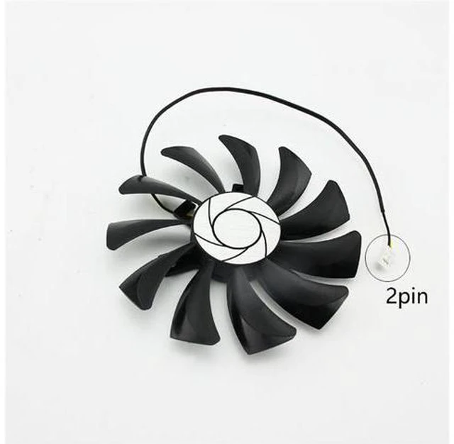 Alt view image 2 of 4 - Graphics Card Fan 12V 0.57A 2Pin 85mm for MSI RX560 GTX1050/1050ti AERO ITX GPU Cooling Fan Cooler HA9010H12F-Z