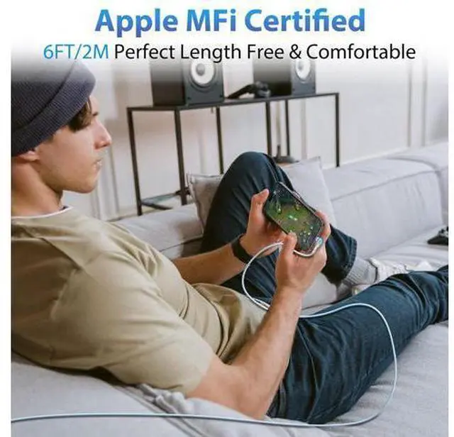 Alt view image 6 of 7 - Bidirectional 90 Degree iPhone Charging Cable 6FT Left&Right Angle USB to Lightning Cable High Speed Data Sync Lightning Charger Cord for iPhone 14/13/12/11/Pro/Max/XS/MAX/XR/XS/X/8/7/Plus/6S